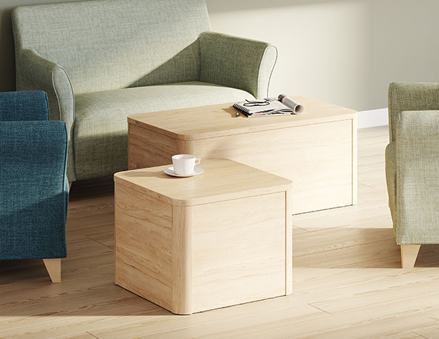 Acumen coffee tables in a mental health lounge